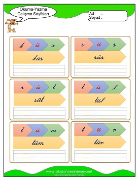 ü sesi Çalışma Sayfaları